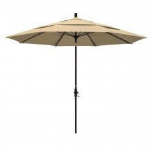 California Umbrella 11 Ft. Octagonal Aluminum Collar Tilt Patio Umbrella W/ Crank Lift & Fiberglass Ribs - Bronze Frame / Olefin Antique Beige Canopy