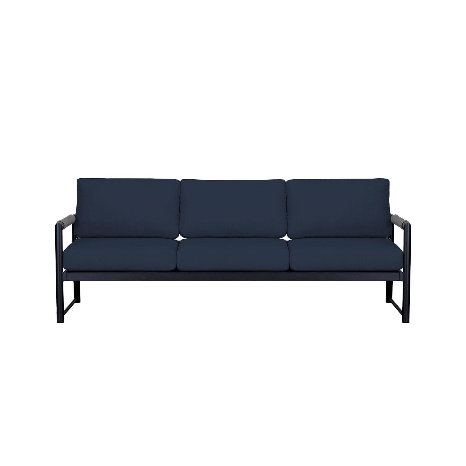 Lakeview Outdoor Designs Avenue Bay 3 Person Aluminum Sofa in Black/Spectrum Indigo by - AVEBAY-BK-CO-S-IN