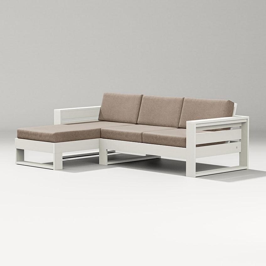 Latitude 3 Person Sectional Sofa w/ Left Chaise in Vintage White/Spiced Burlap By PW Designer Series - Display - White Background thumbnail