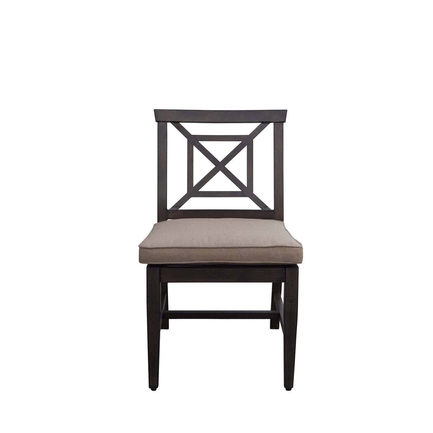 Atlantis 13 Pc Aluminum Dining Set w/ 118 Inch Table, Swivel Rockers, and Beige Cushions in Walnut By Darlee - Front View Chair - White Background thumbnail