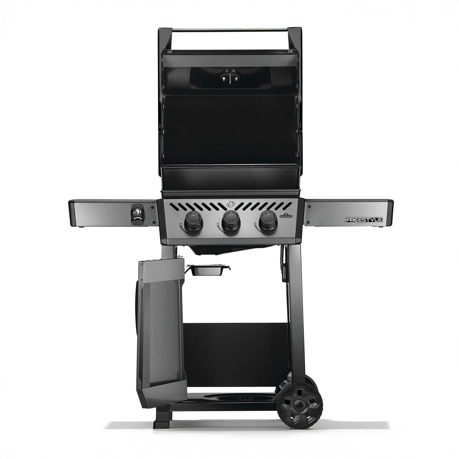 Napoleon F365DPGT Freestyle 365 3 Burner Propane Gas Grill - Graphite Grey - Open - White Background thumbnail