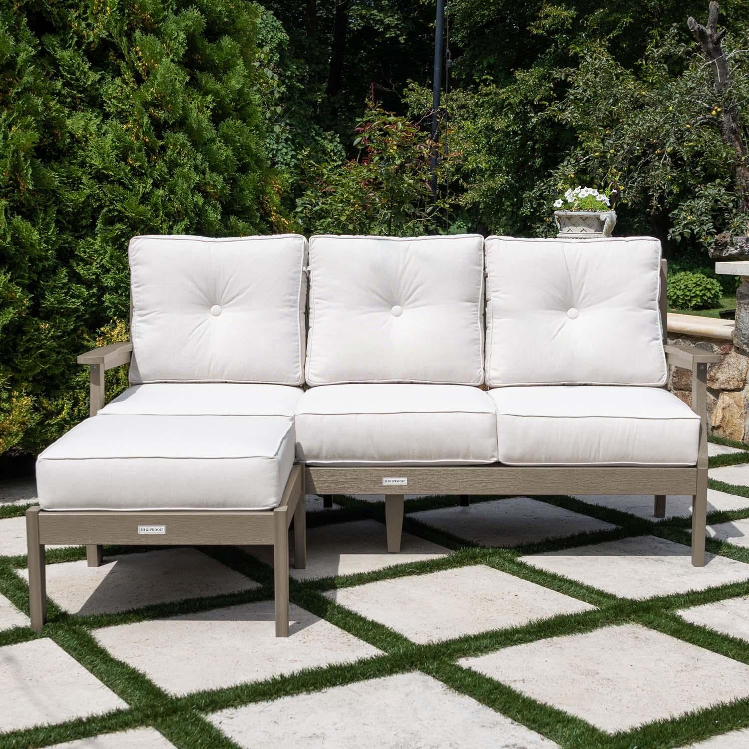 Blushing Bay 2 Pc Recycled Plastic Seating Set in Bliss Linen/Woodland Brown by Lakeview Outdoor Designs