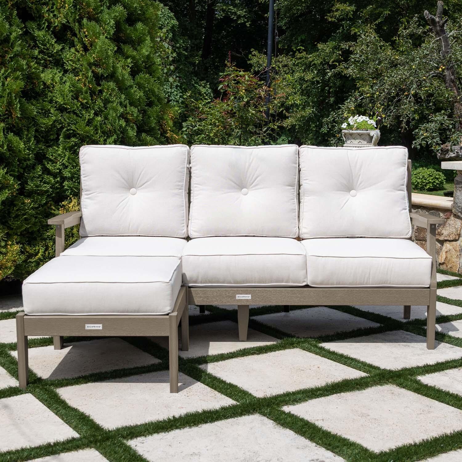 Blushing Bay 2 Pc Recycled Plastic Seating Set in Bliss Linen/Woodland Brown by Lakeview Outdoor Designs - Lifestyle thumbnail