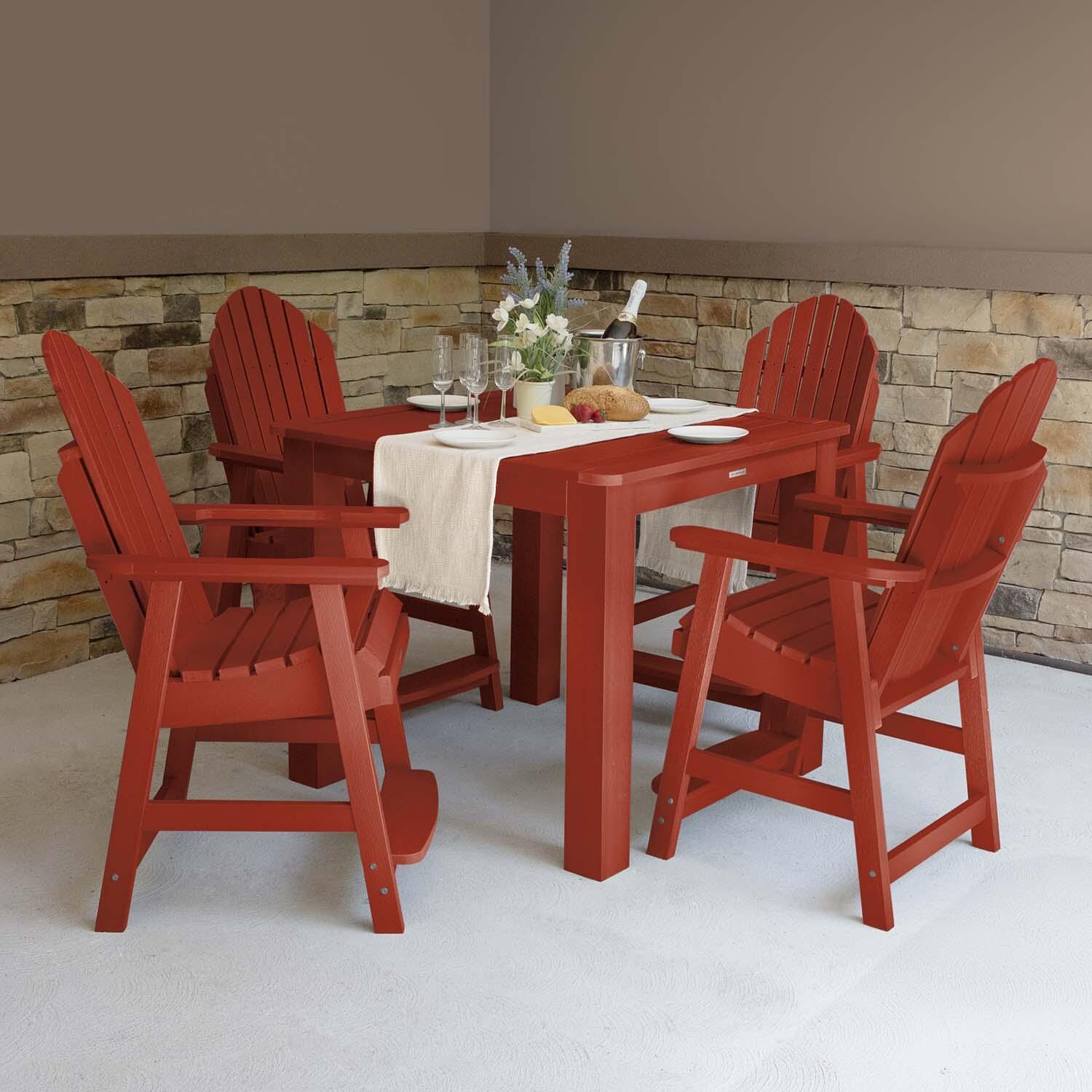 Dream Bay 5 Pc Square Counter-Height Dining Set in Rustic Red by Lakeview Outdoor Designs - Lifestyle thumbnail