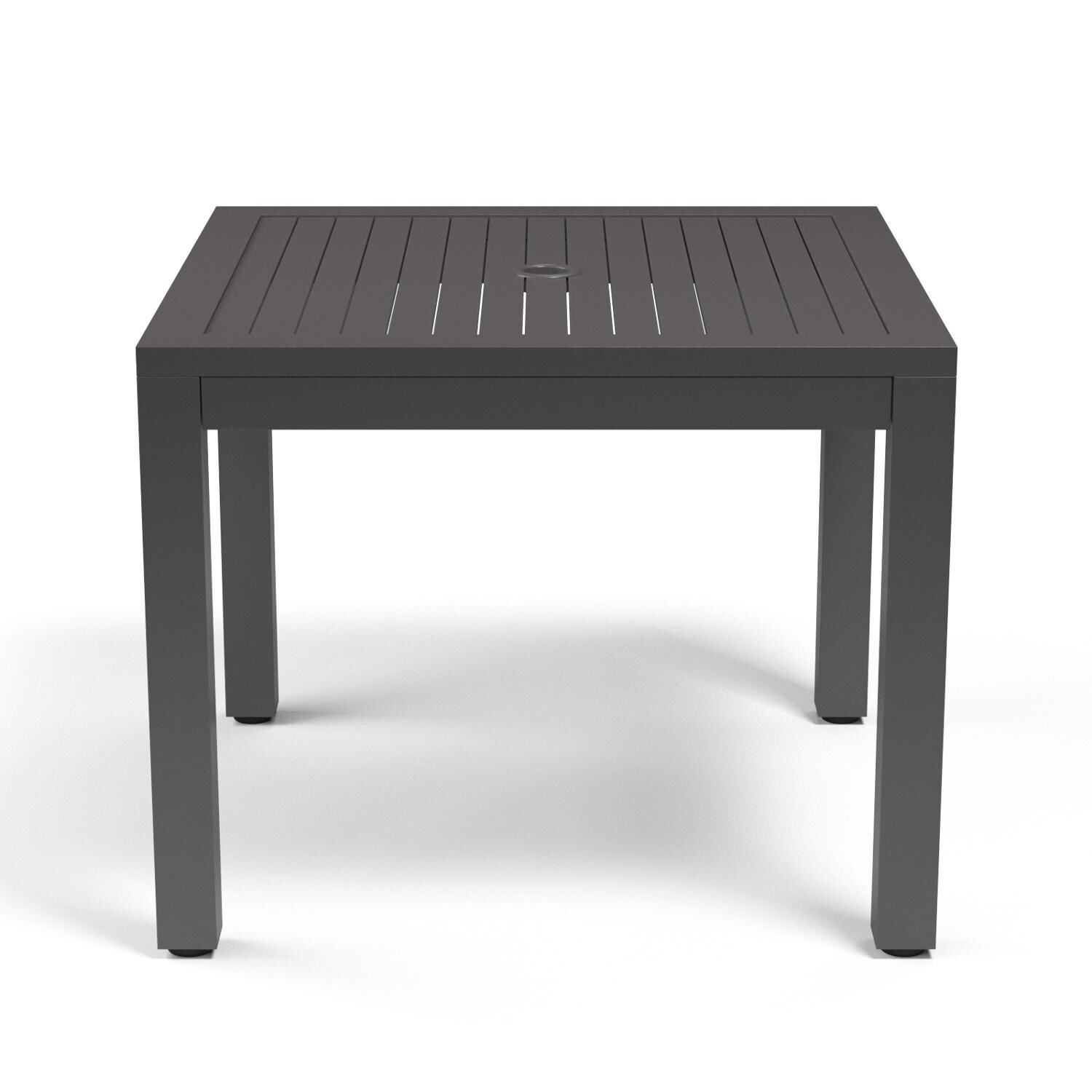 Sunset West - Pietra 5 Piece Rope & Aluminum Patio Dining Set W/ Dining Table & Sunbrella Echo Ash Cushions - Dining Table Side View thumbnail