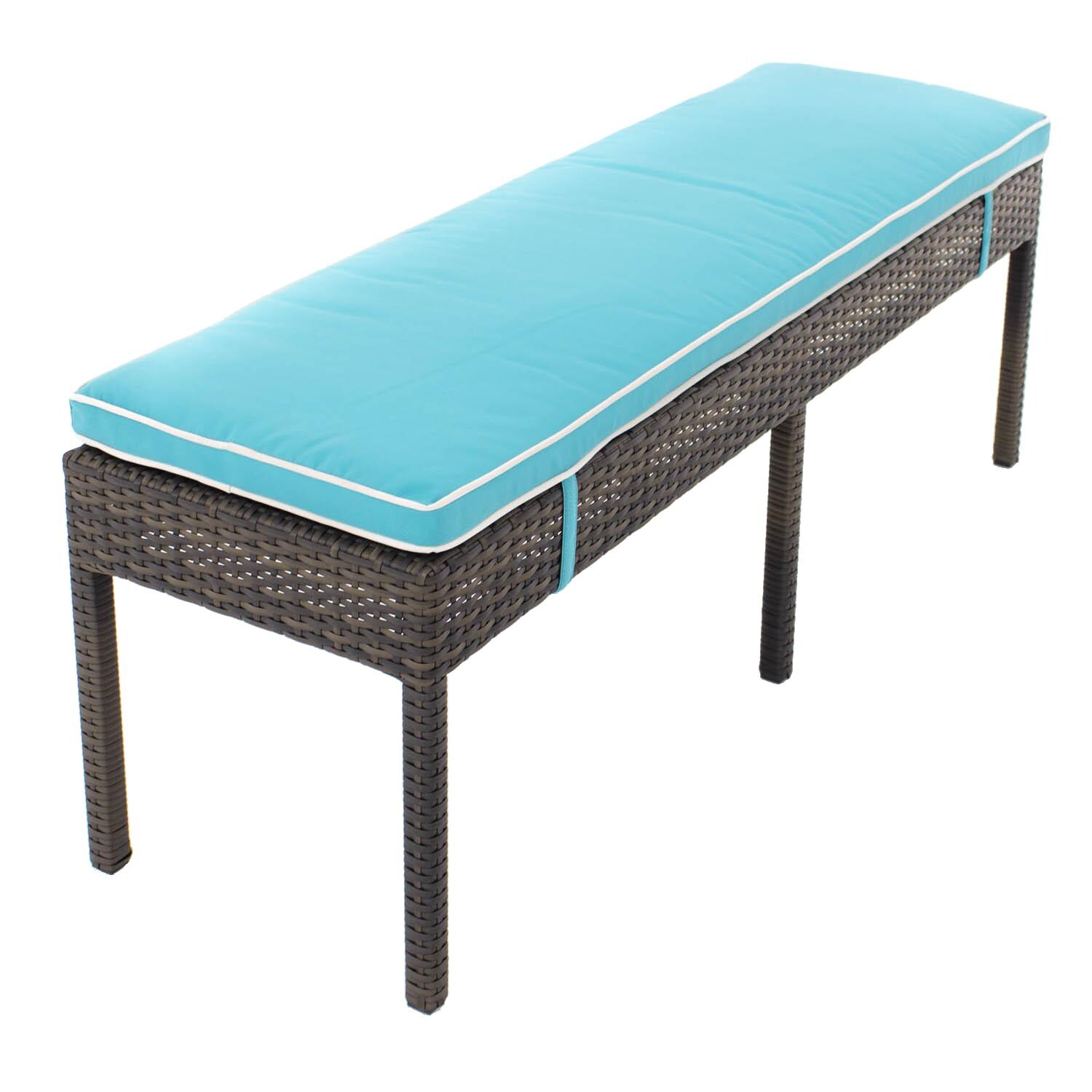 Gentilly 52-Inch Wicker Patio Bench W/ Sunbrella Canvas ...