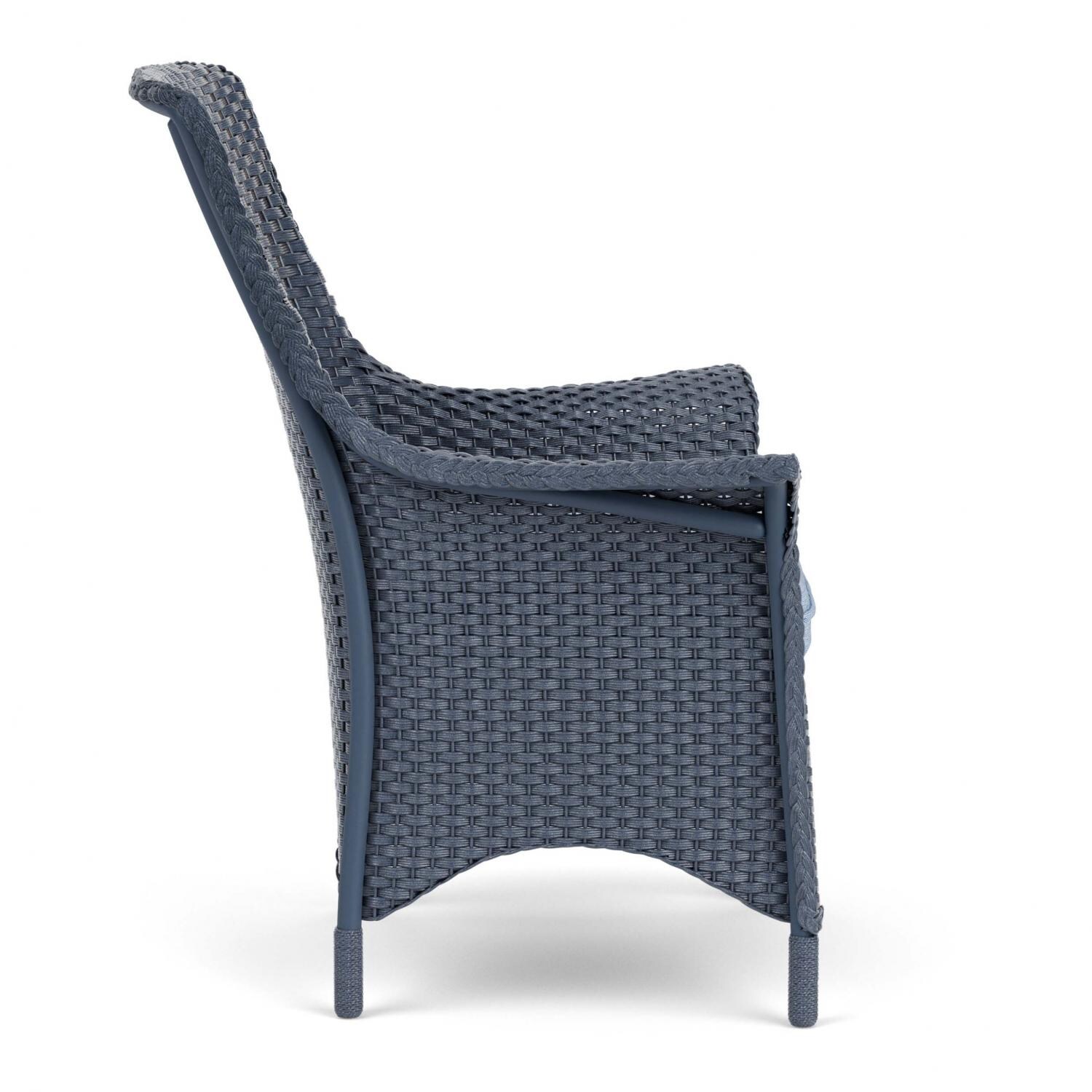 Lloyd Flanders Mandalay Dining Armchair In Denim Blue Finish With Demo Skyway Fabric - Side thumbnail