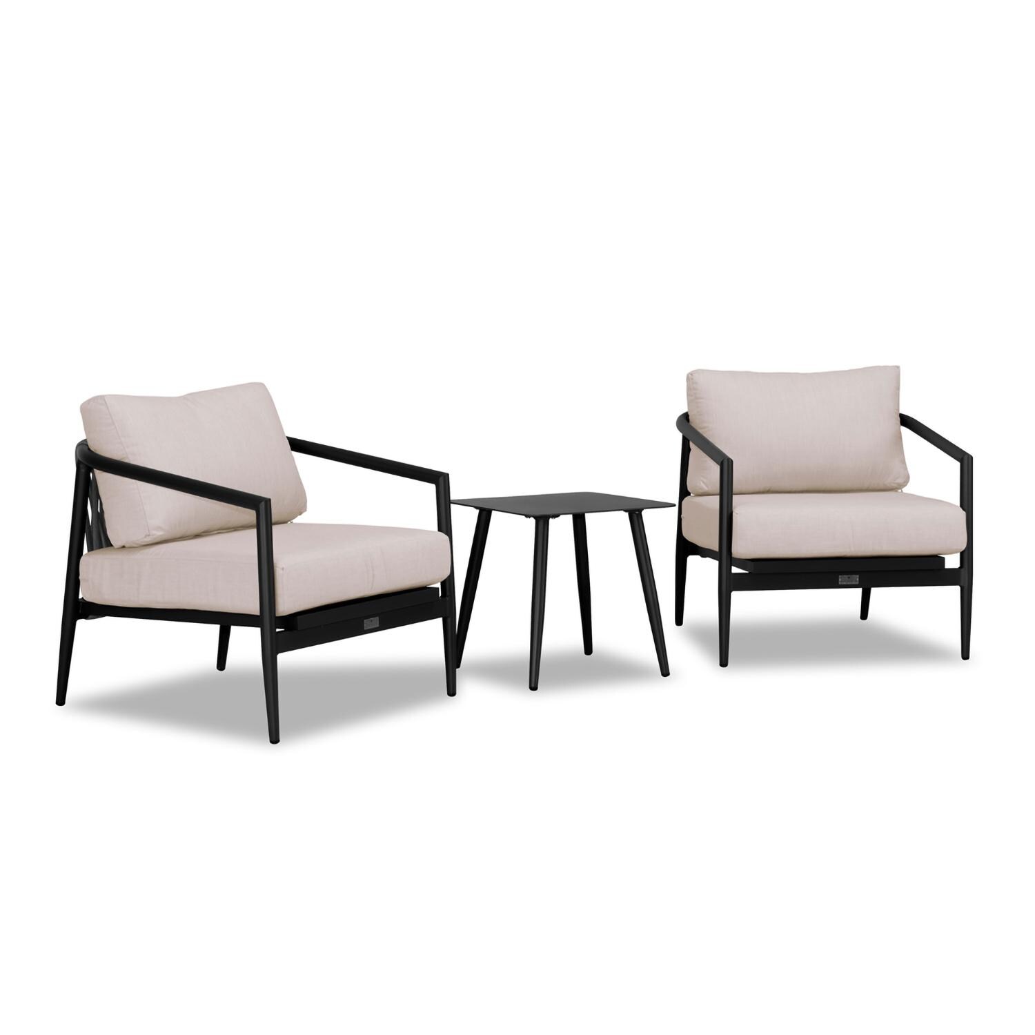 Lakeview Midnight Cove 3 Pc Aluminum Club Chair Seating Set in Black/Carbon/Cast Silver - Angled - White Background thumbnail