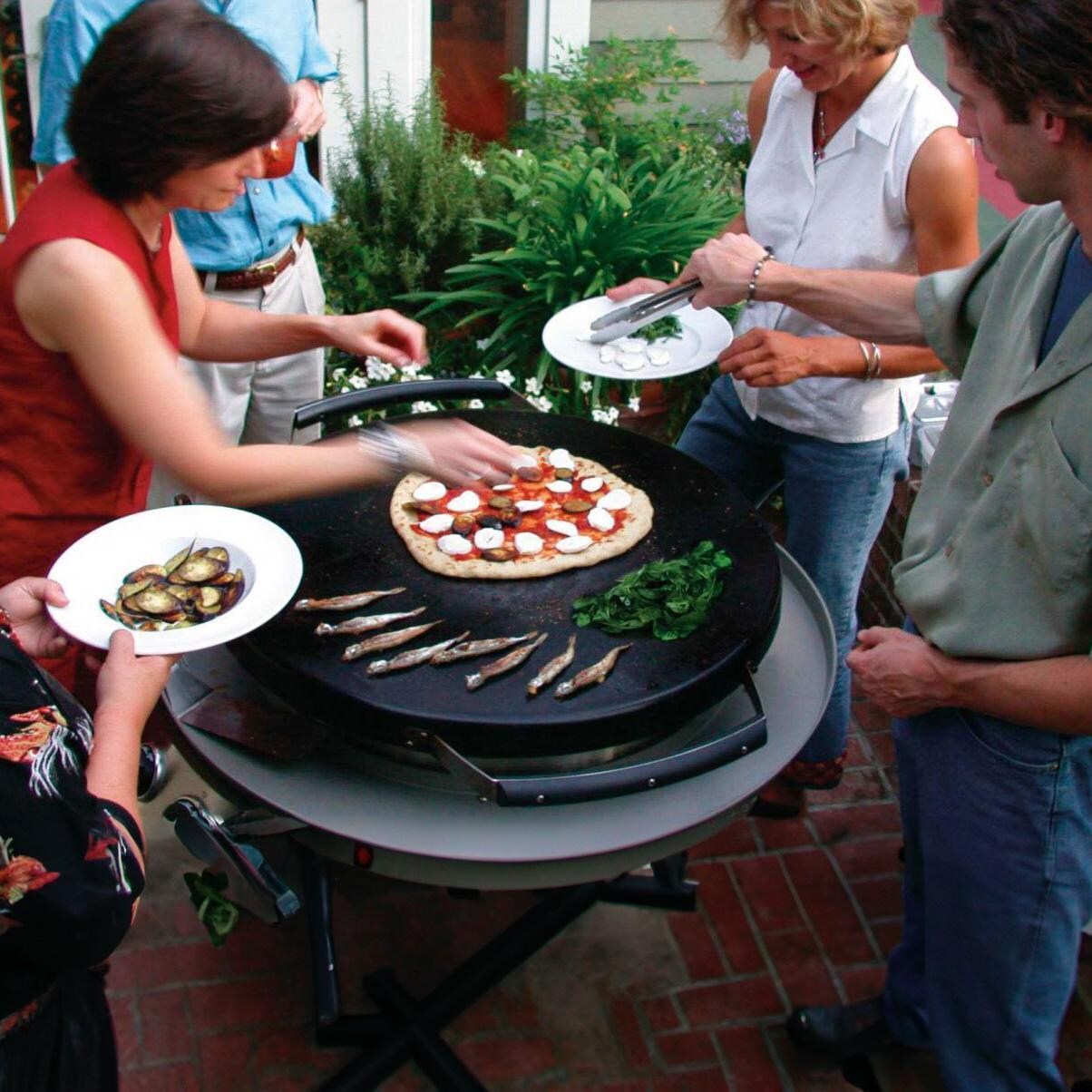 EVO 10-0002-LP-C Professional Wheeled Cart Flattop Propane Gas Grill w/ Non-Stick Ceramic Clad Coating - Party - Lifestyle thumbnail