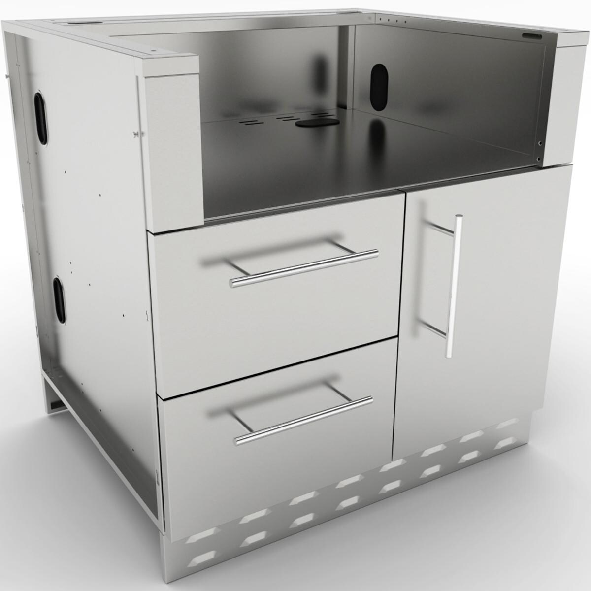 Sunstone SAC34GLPCD 34-in Outdoor Kitchen Gas Grill Cabinet - Angled Front View - White Background thumbnail