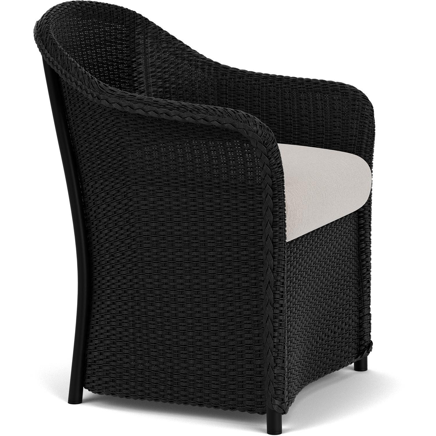 Lloyd Flanders Weekend Retreat Dining Armchair in Ebony Finish W/ Remy Cloud Fabric - Angled thumbnail