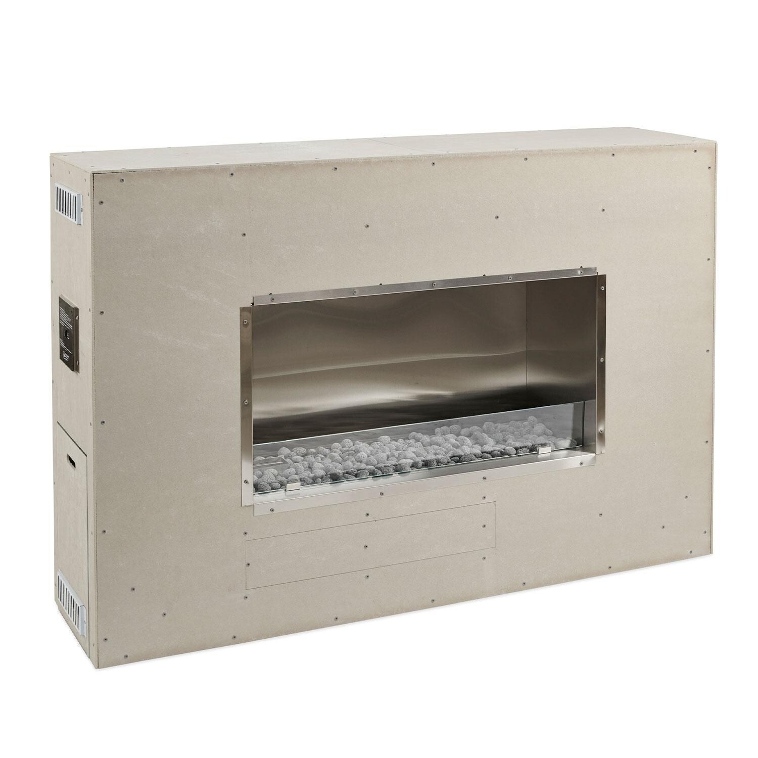 The Outdoor GreatRoom Company RLFP-72DLP 72-Inch Linear Ready-To-Finish Single-Sided Liquid Propane Fireplace W/ Direct Spark Ignition - Lava Rocks - White Background thumbnail