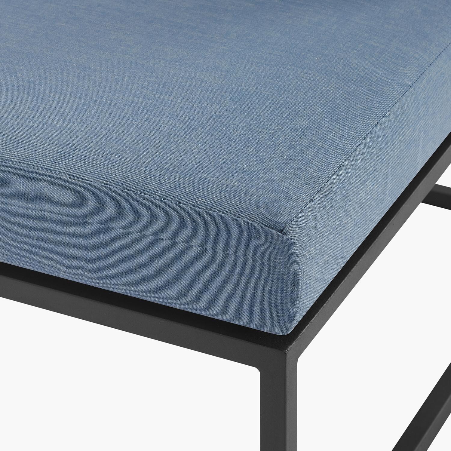 Ultimate Patio Chesterview Steel Patio Armless Sectional Club Chair W/ Blue Cushions - Cushion Detail thumbnail