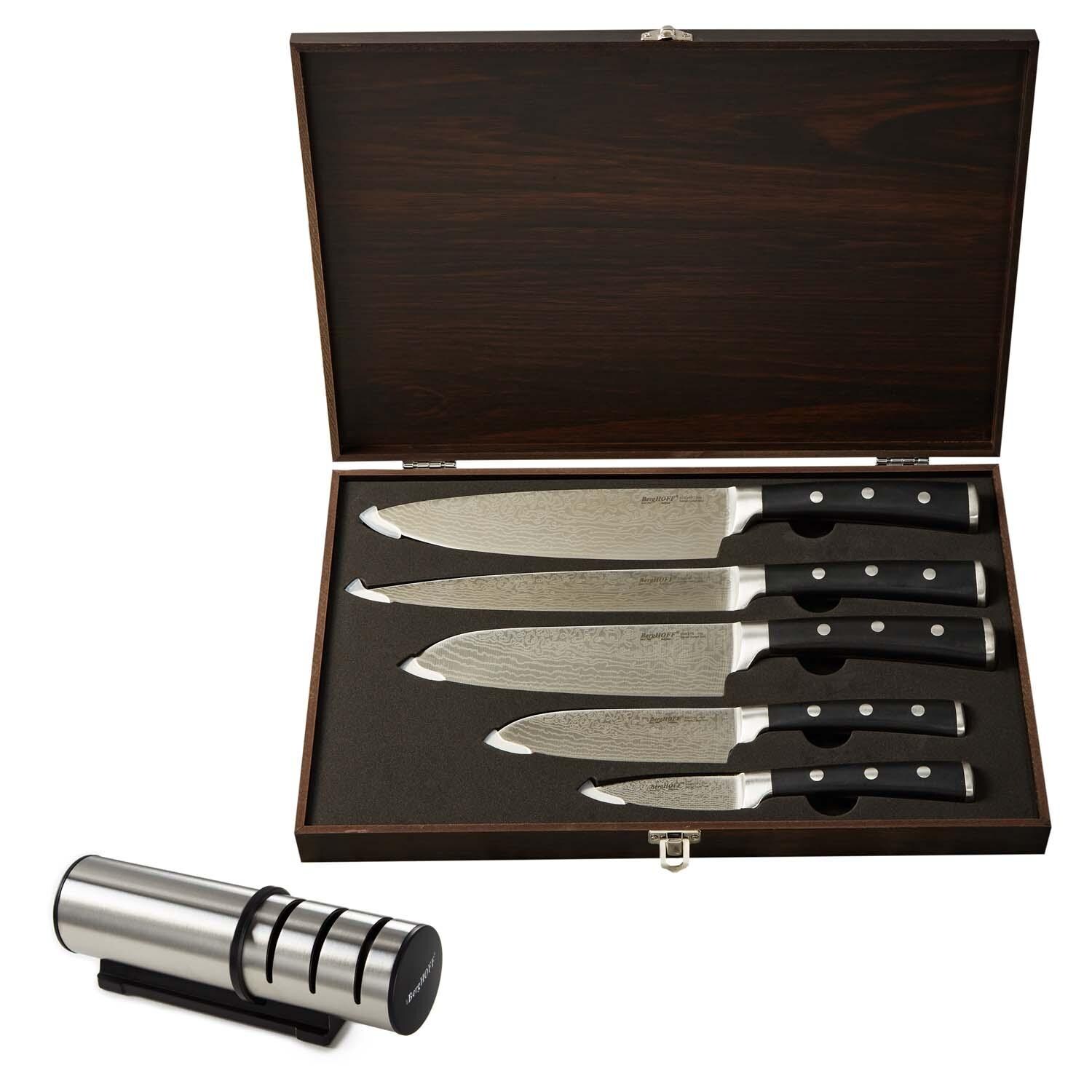 BergHOFF Antigua 7 Pc Stainless Steel Cutlery Set w/ Wood Storage Case