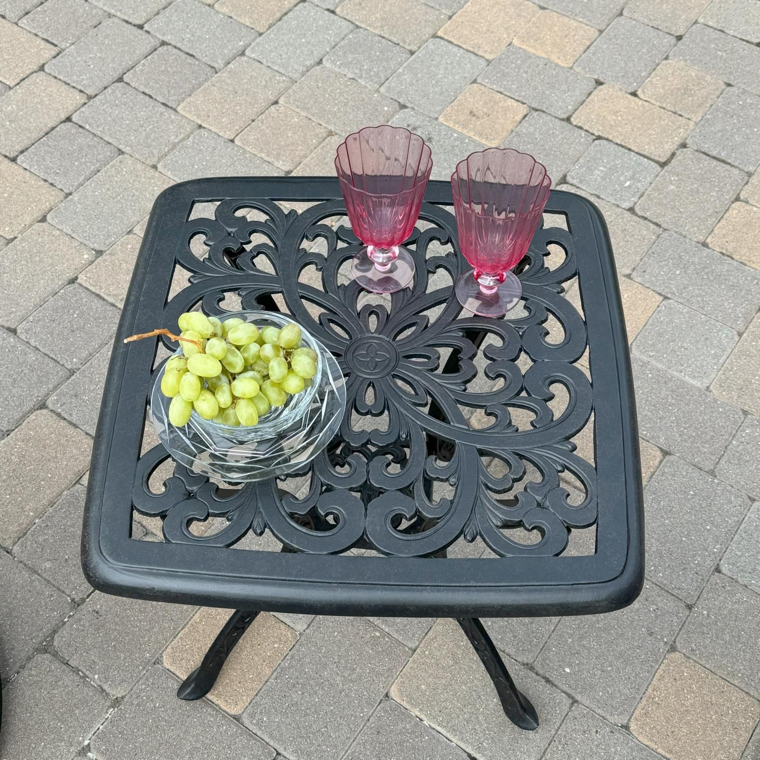 Series 80 21-in Square Cast Aluminum End Table by Darlee - Grapes - Lifestyle thumbnail