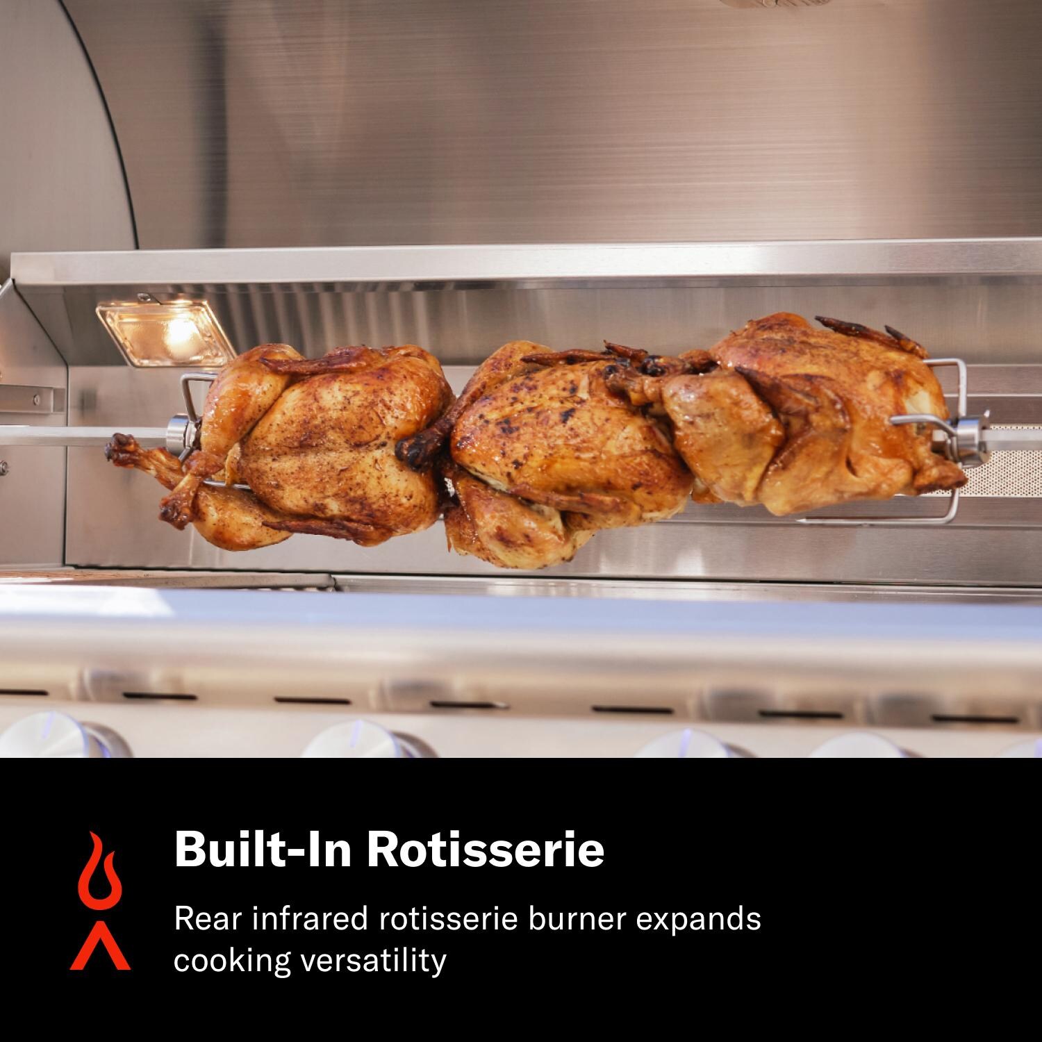 Blaze BLZ-3PRO-LP Professional LUX 34-in 3-Burner Built-In Propane Grill w/ Rotisserie - Built-In Rotisserie - Detail thumbnail
