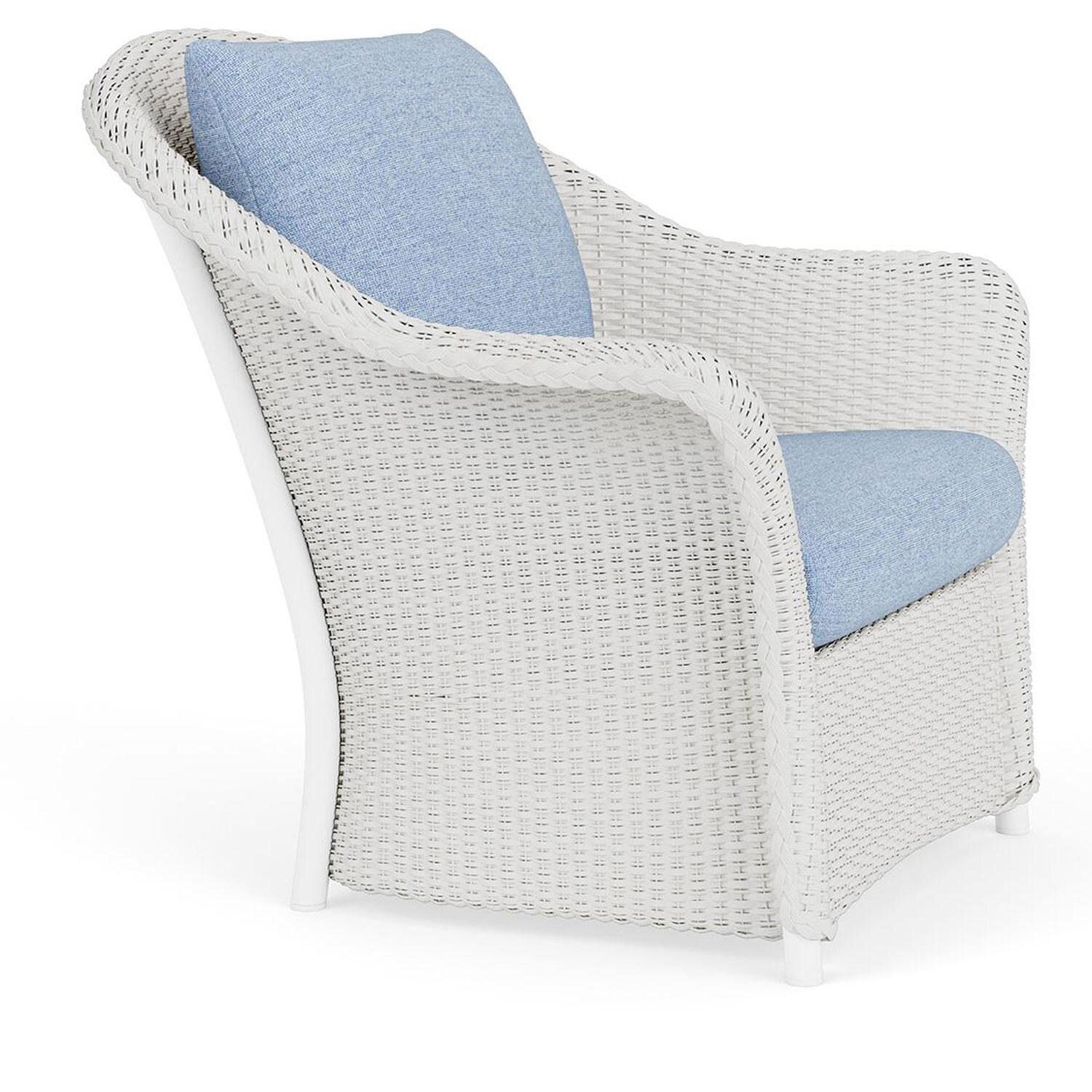 Lloyd Flanders Weekend Retreat Lounge Chair in Matte White Finish W/ Demo Skyway Fabric - Angled thumbnail