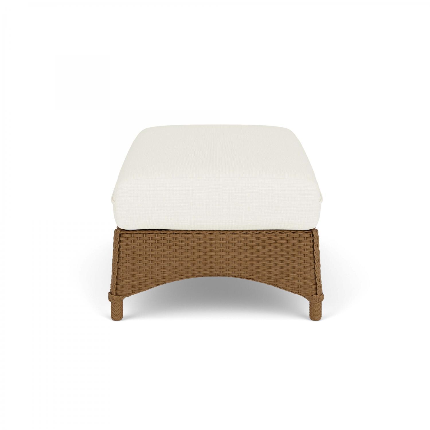 Lloyd Flanders Mandalay Large Ottoman in Hickory Finish with Sailcloth Salt fabric - Side thumbnail