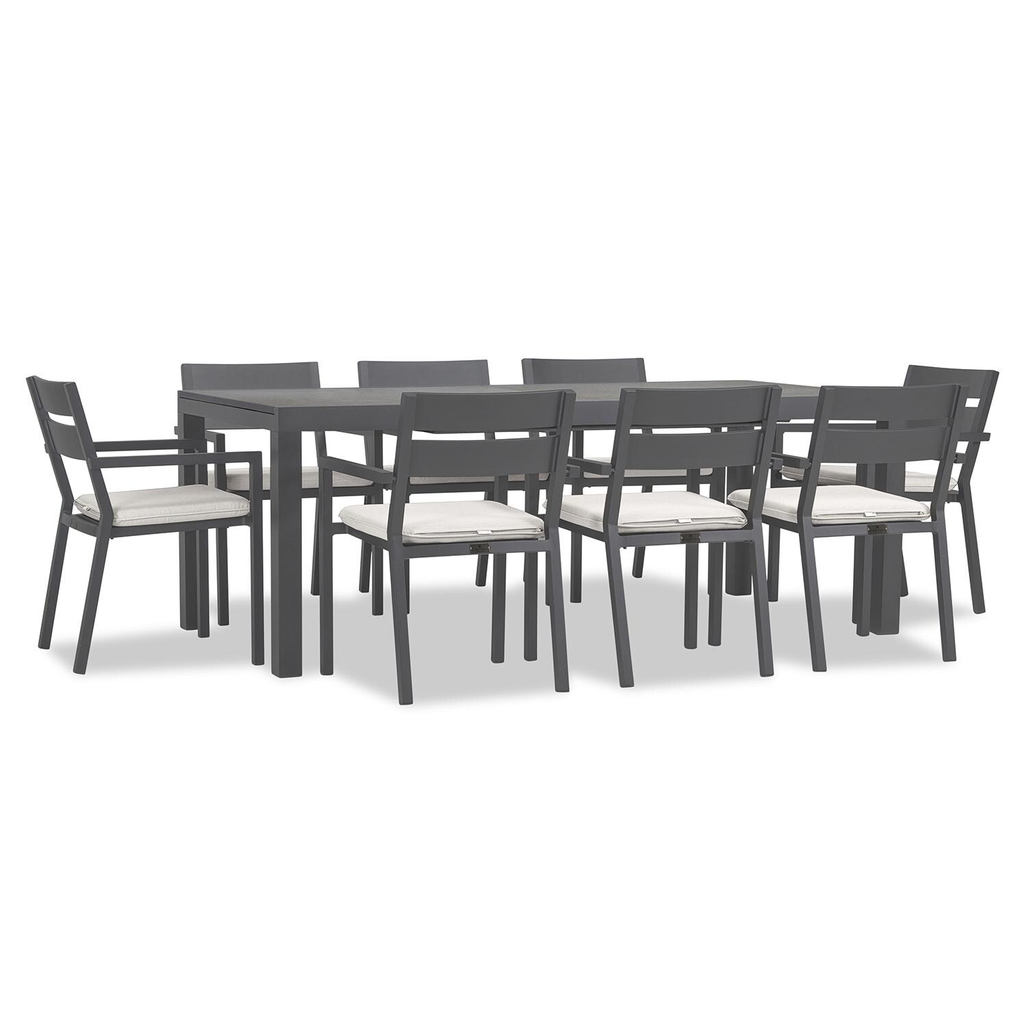 Calm Bay 9 Pc Extendable Dining Set in Slate/Concrete/Canvas Natural by Lakeview - White Background 2 thumbnail