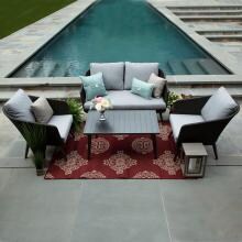 Willow 4 Piece Wicker Conversation Set W/ Sunbrella Frequency Ash Cushions by Canopy Home and Garden