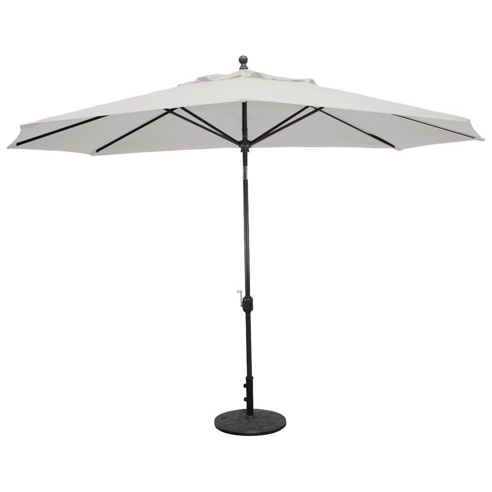 Galtech 11 X 8 Ft. Oval Aluminum Patio Umbrella W/ Crank Lift & Deluxe Auto Tilt - Black Frame W/ Canvas Sunbrella Fabric (Umbrella Base Not Included) thumbnail