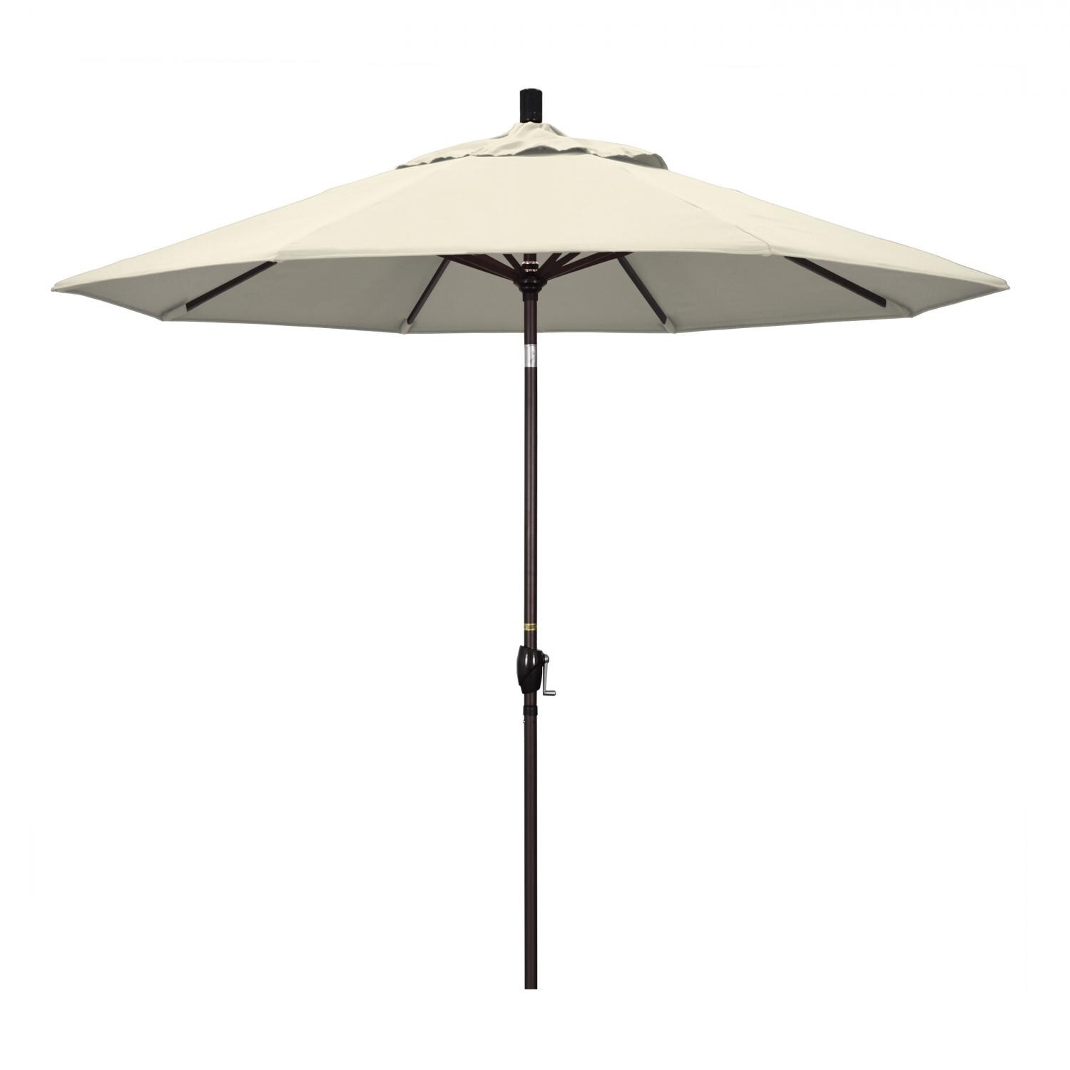 California Umbrella 9 Ft. Octagonal Aluminum Push Button Tilt Patio Umbrella W/ Crank Lift & Aluminum Ribs - Bronze Frame / Olefin Antique Beige Canopy