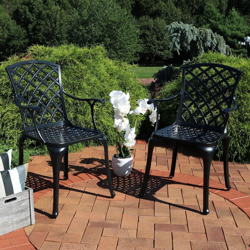 Ultimate Patio Cast Aluminum W/ Crossweave Design Patio Chairs thumbnail