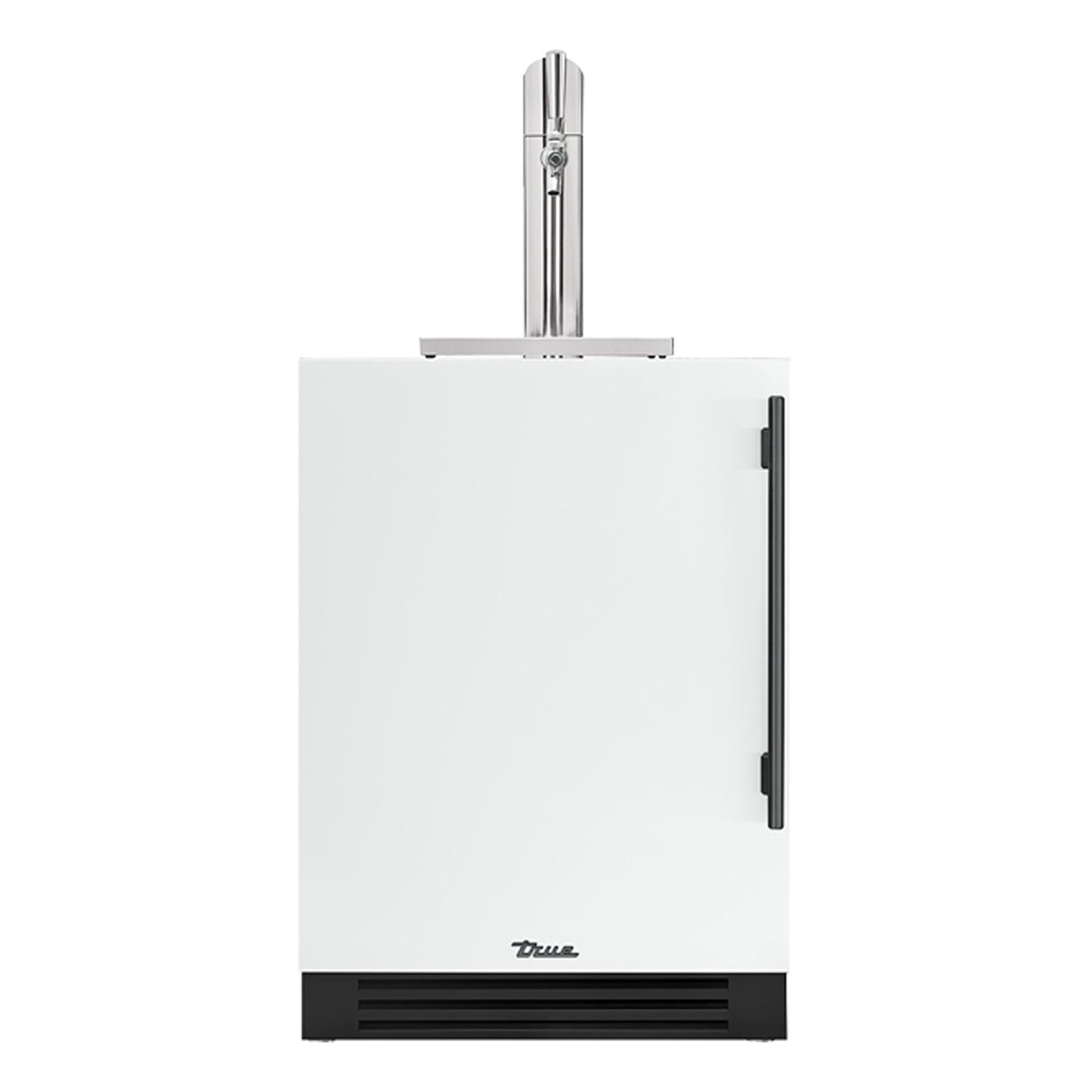 True 24 Inch Left Hinge Outdoor Single Tap Beverage Dispenser - Matte White w/ Pewter Handle - TUR-24BD-L-OP-C~DSK-030-H05