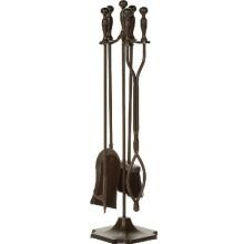 Dagan Industries 30 1/2-Inch 5-Piece Bronze Fireplace Tool Set With Stand image