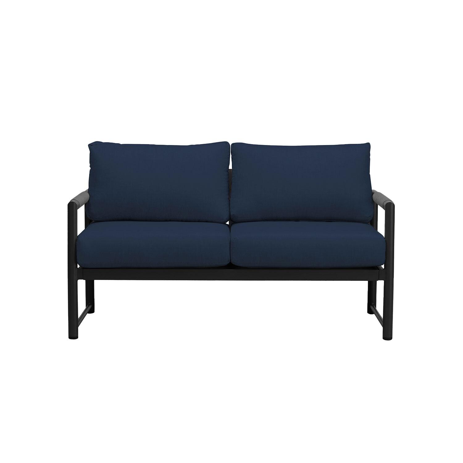 Lakeview AVEBAY-BK-CO-LS-IN Avenue Bay Black/Carbon Loveseat - Spectrum Indigo - Display - White Background thumbnail