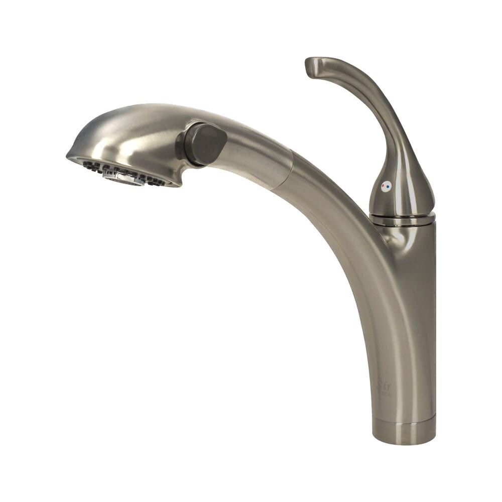 SIR Faucets Single Top Handle Arched Pull Out Hot/Cold Faucet - Brushed Nickel