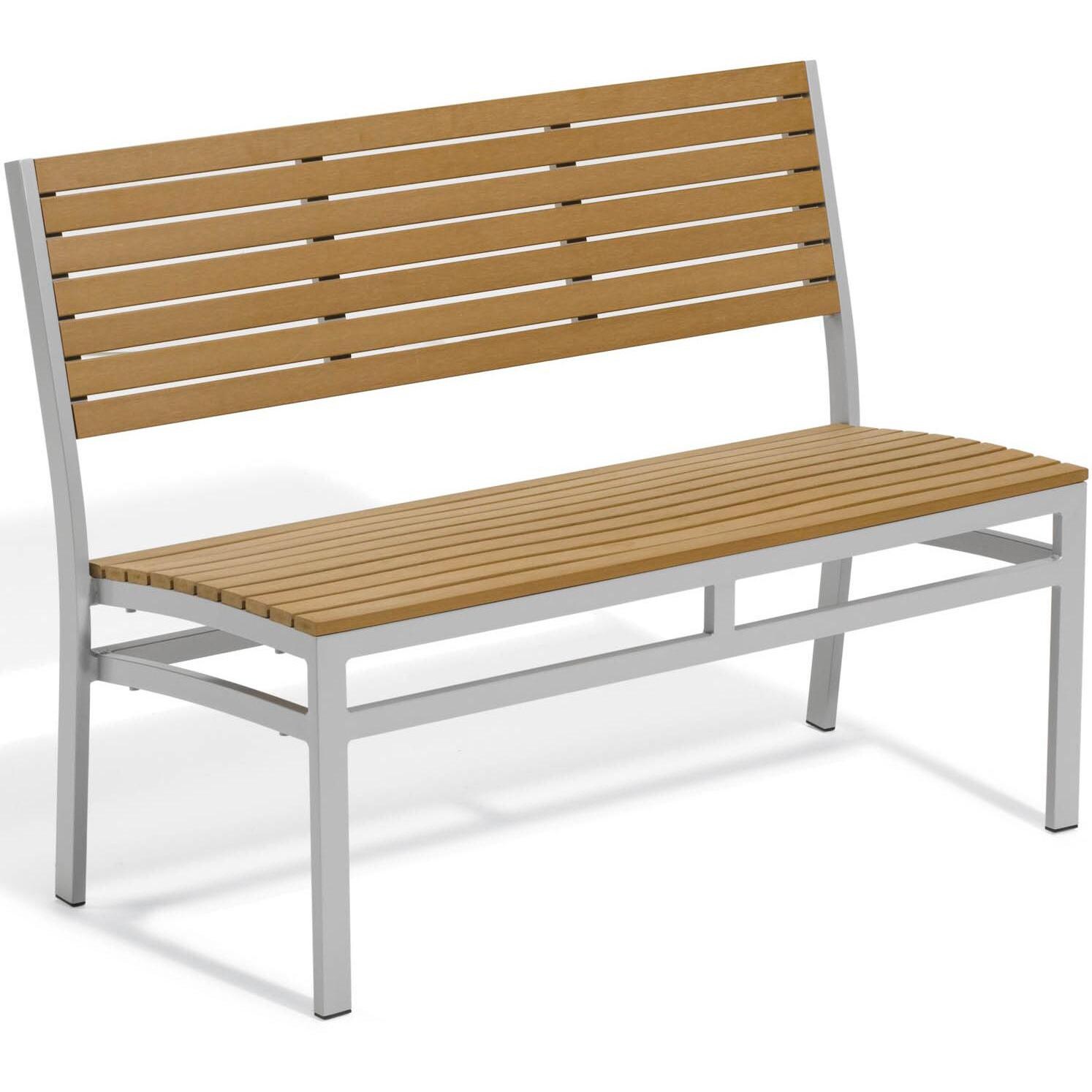 Travira 48-in Aluminum Stacking Patio Bench w/ Tekwood Natural Seat By Oxford Garden