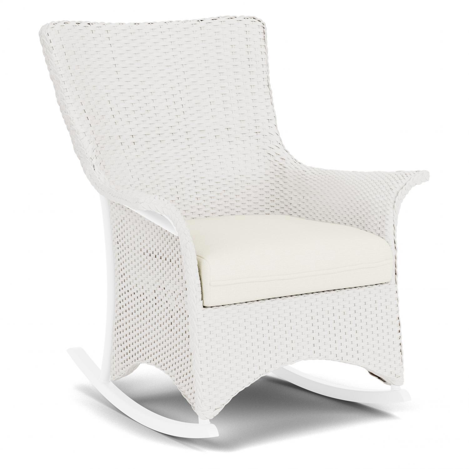 Lloyd Flanders Mandalay Porch Rocker in White Finish with Sailcloth Salt fabric - Angled thumbnail