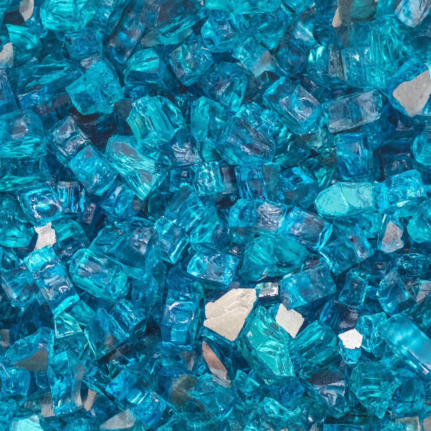 Lakeview Outdoor Designs 1/2-Inch Caribbean Blue Reflective Fire Glass - Close-Up thumbnail