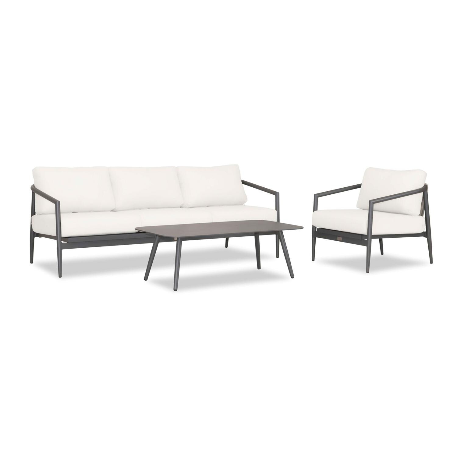Lakeview Midnight Cove 3 Pc Aluminum Sofa Seating Set in Slate/Pebble Gray/Canvas Natural - Angled - White Background thumbnail