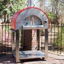 Bella Medio 28-Inch Outdoor Wood-Fired Pizza Oven On Cart - Red image