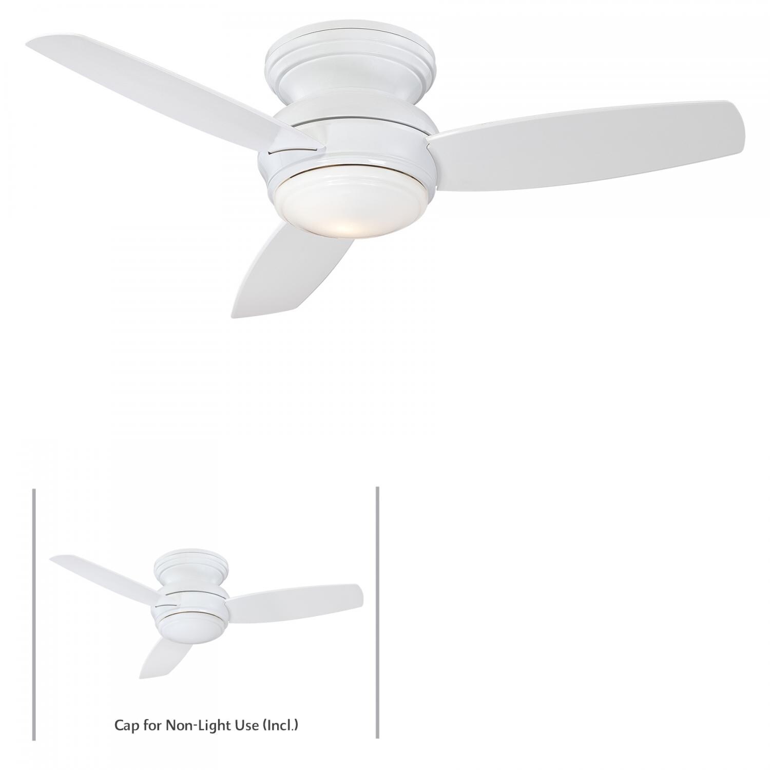 Minka-Aire F593L-WH Traditional Concept 44-Inch 3-Blade LED Ceiling Fan in White Finish w/ White Blades & Opal Glass thumbnail