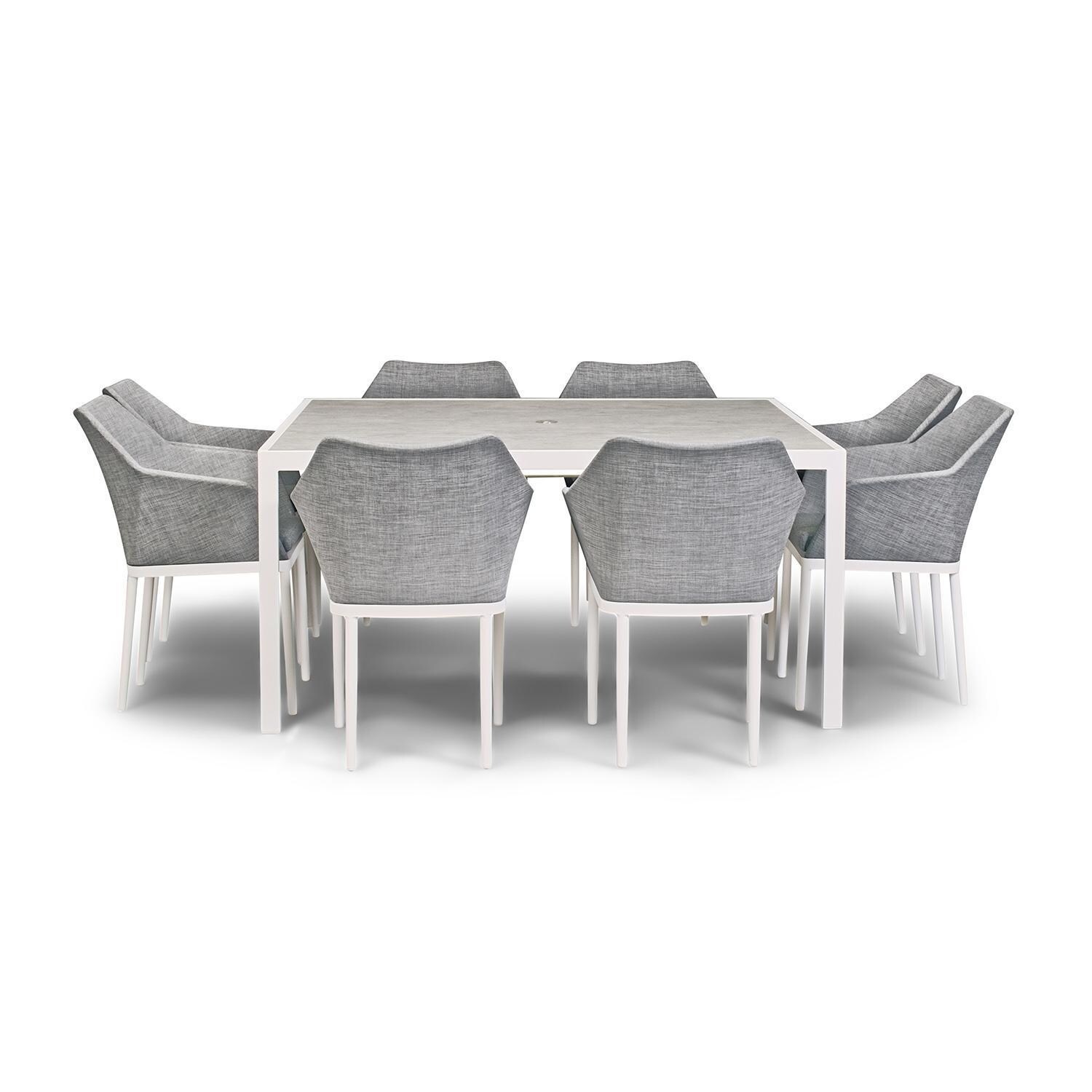 Starlook Bay 9 Pc Aluminum Square Dining Set in White by Lakeview - White Background thumbnail