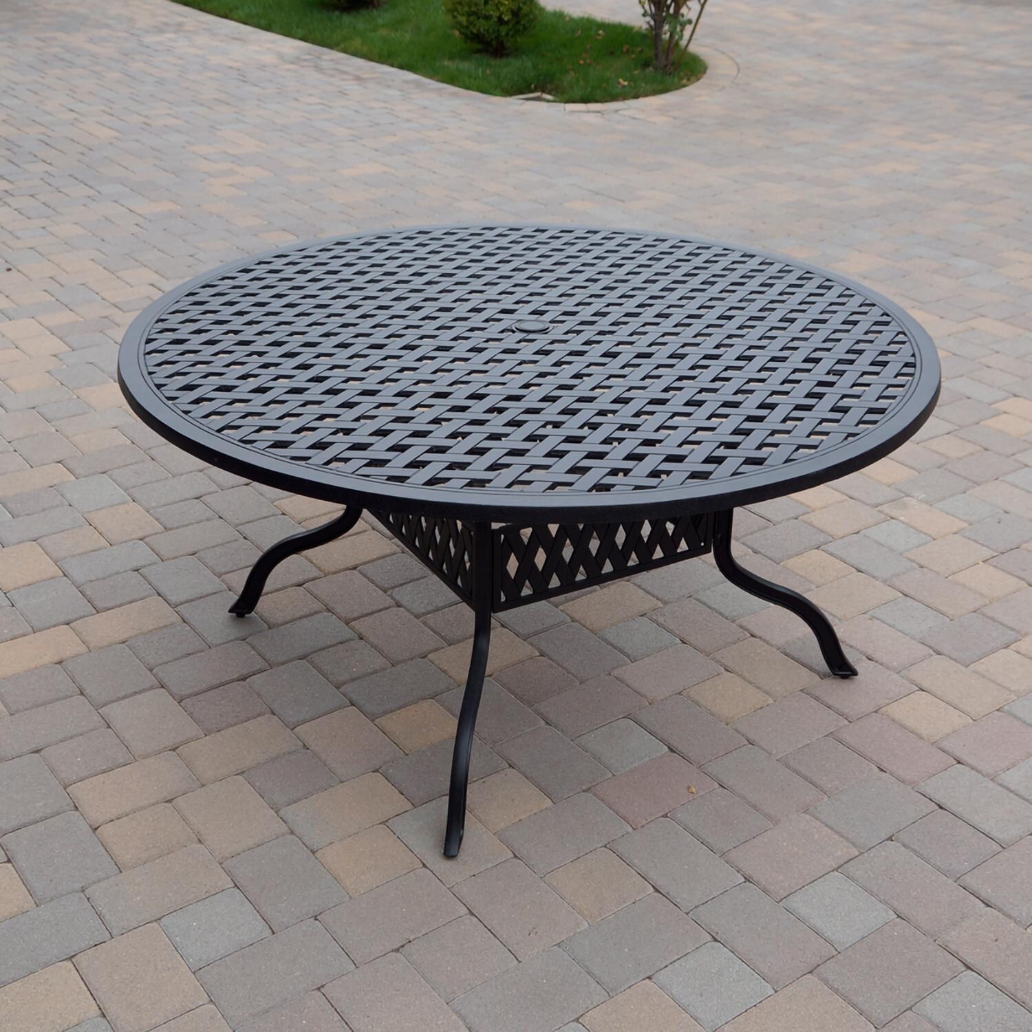 Darlee B/DL503-8PCAR-30D3932 Ten Star 8 Pc Cast Aluminum Dining Set w/ Lazy Susan in Antique Bronze - Table - Lifestyle thumbnail