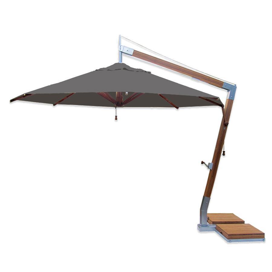 Bambrella Levante 11.5-Foot Round Side Wind Umbrella - Stone Grey Canopy