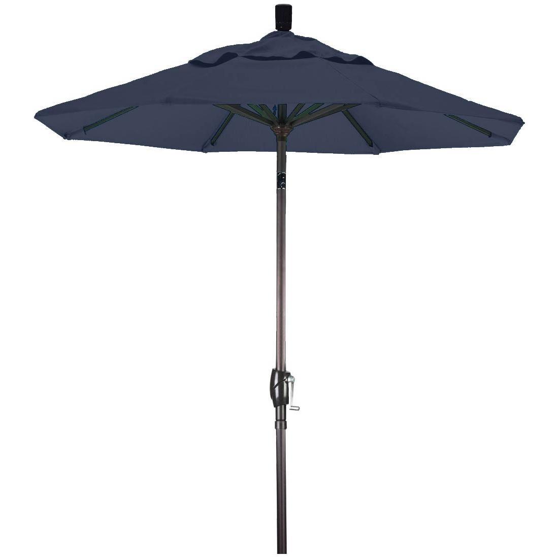 California Umbrella 6 Ft Octagonal Aluminum Push On Tilt Patio California Umbrella 6 Ft Octagonal Aluminum Push On Tilt Patio W Crank Lift Ribs Bronze Frame Sunbrella Canvas Navy Canopy