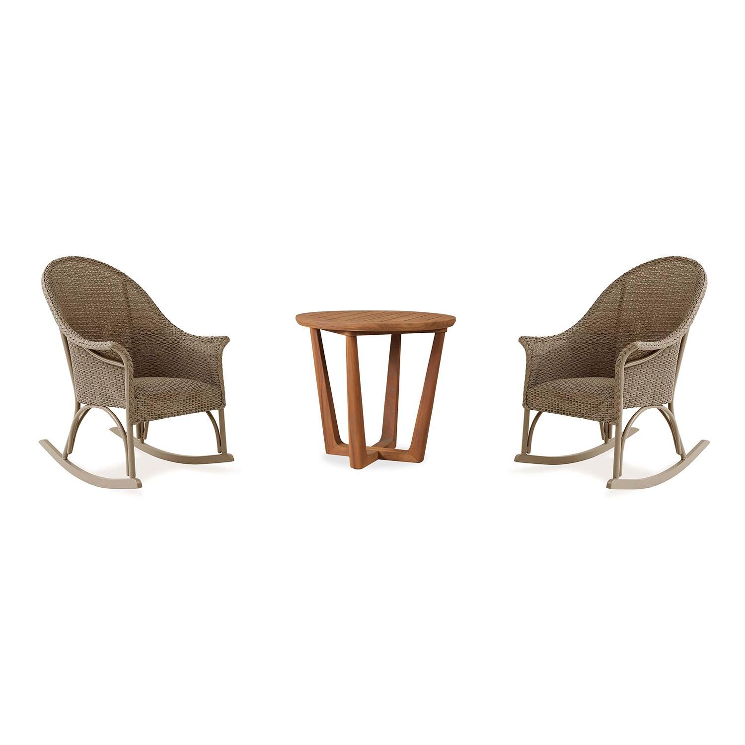 Lakeview Timeless View 3 Pc Wicker Seating Set W/Rocking Chairs in Fawn thumbnail