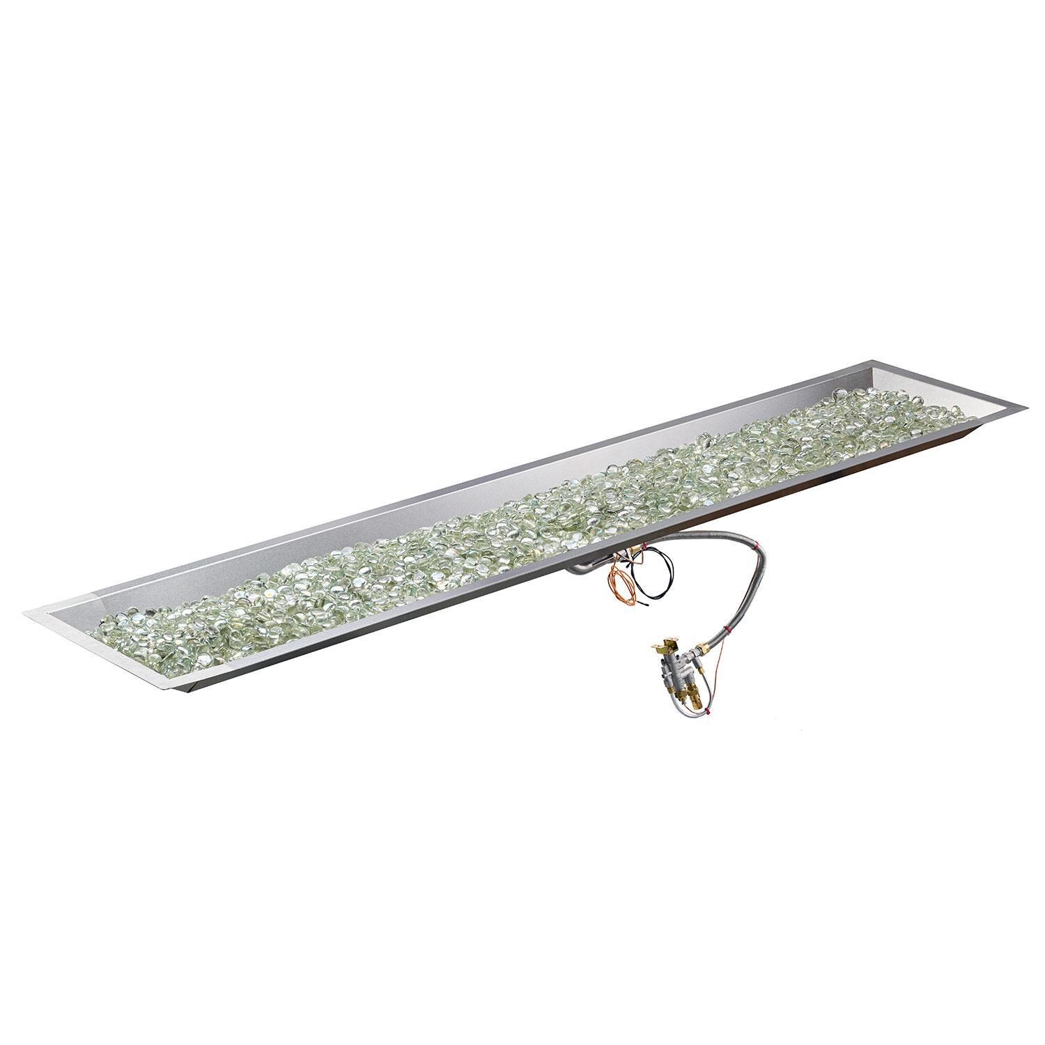 The Outdoor GreatRoom Company CFP1264-B Crystal Fire Plus Linear 64-in Propane Gas Fire Pit Burner Kit - Crystals Added - White Background thumbnail