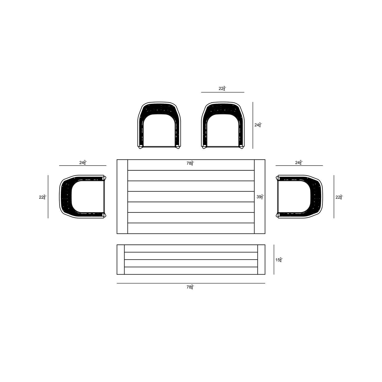 Chloe Bay 7 Seat Reclaimed Teak Dining Set w/Bench in Black by Lakeview - Dimensional 2 thumbnail