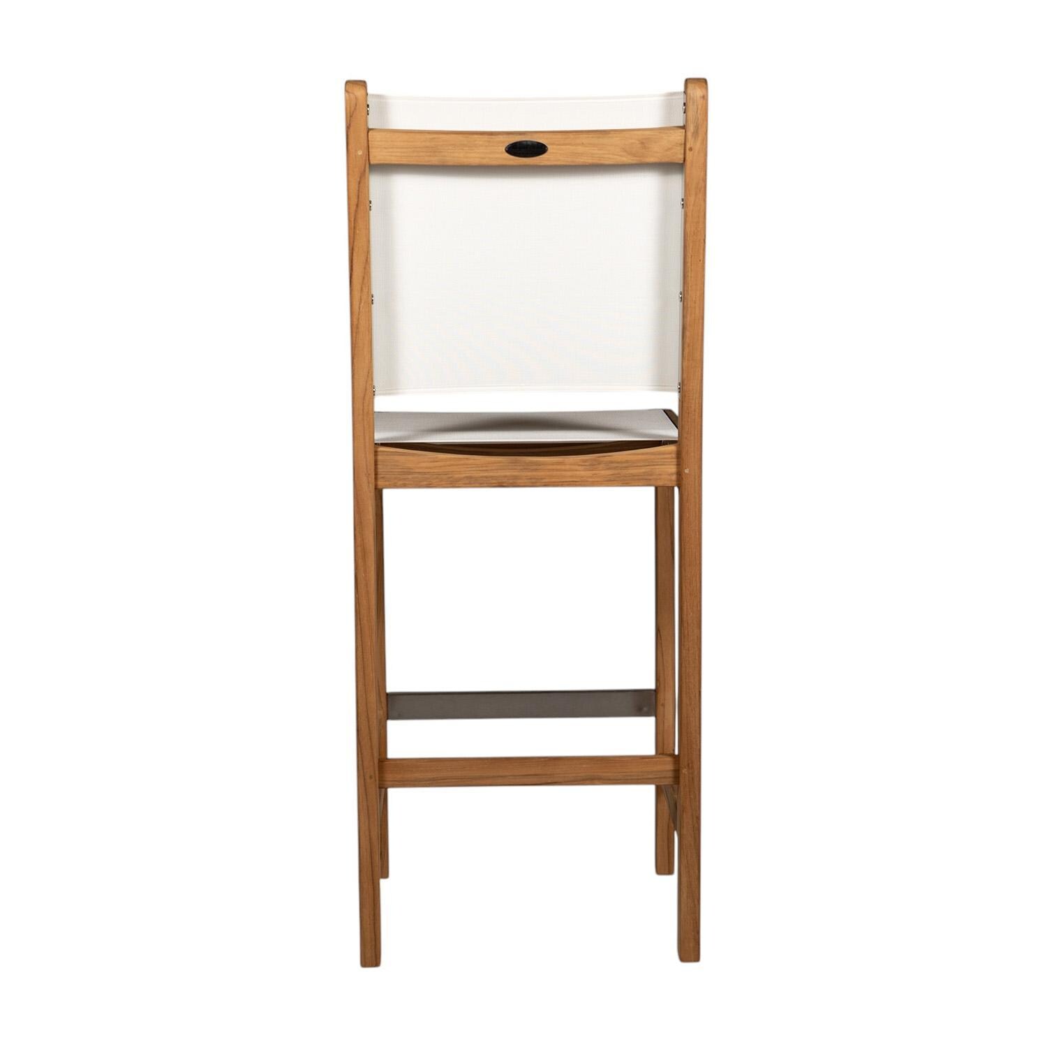 Royal Teak Collection BARWS Legacy Teak Sling Bar Stool in White - Back - White Background thumbnail