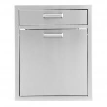 BBQGuys.com Sonoma Series 21-Inch Single Drawer & Roll-Out Stainless Steel Trash / Recycling Bin Combo