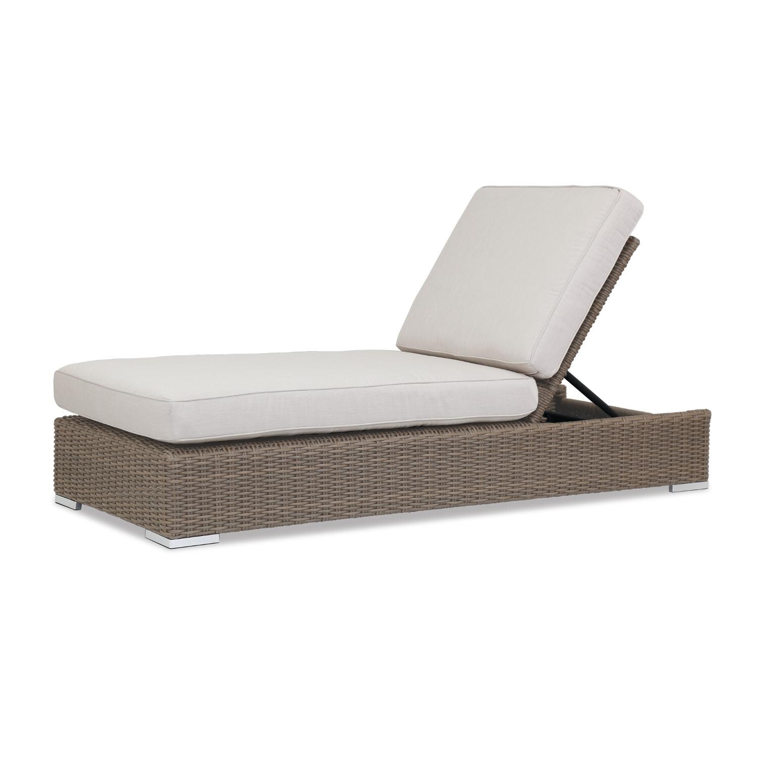 Sunset West - Coronado 3 Piece Resin Wicker Patio Chaise Set W/ End Table & Sunbrella Canvas Flax Cushions - Coronado Adjustable Patio Chaise Lounge thumbnail