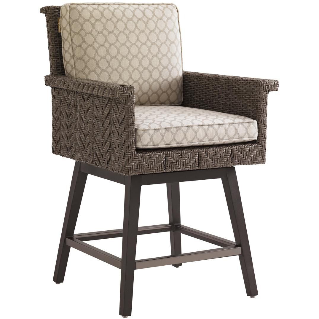 Tommy Bahama 3230-17SW Blue Olive Swivel Wicker Patio Counter Height Bar Stool thumbnail