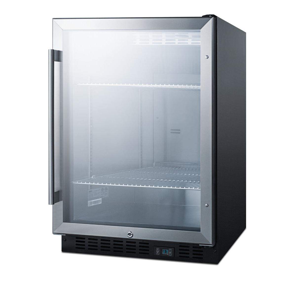 Summit Commercial SCR610BL 24-Inch 5.0 Cu. Ft. Beverage Center With Professional Handle - Black Cabinet - Right-Side Angled View thumbnail