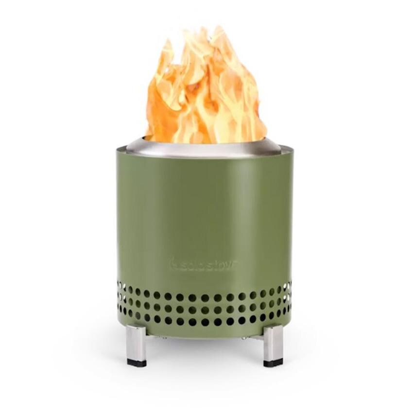 Mesa 7 Inch Round Stainless Steel Wood-Burning Table-top Fire Pit in Green by Solo Stove